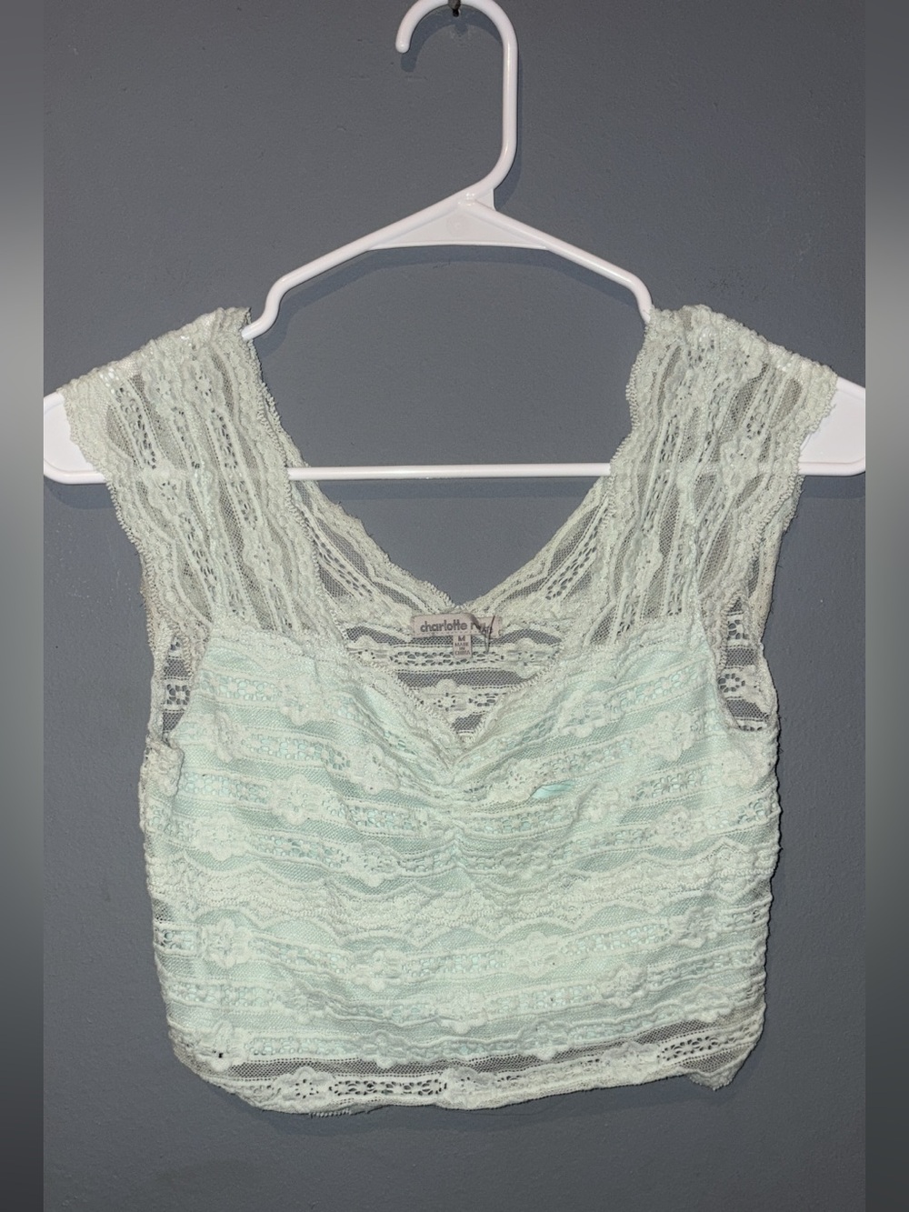 Y2K style Charlotte Russe Lace Cropped Shirt